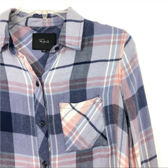 Rails Hunter Coast Apricot Cream Button Front Top Flannel Size X-Small EUC - Picture 6 of 9